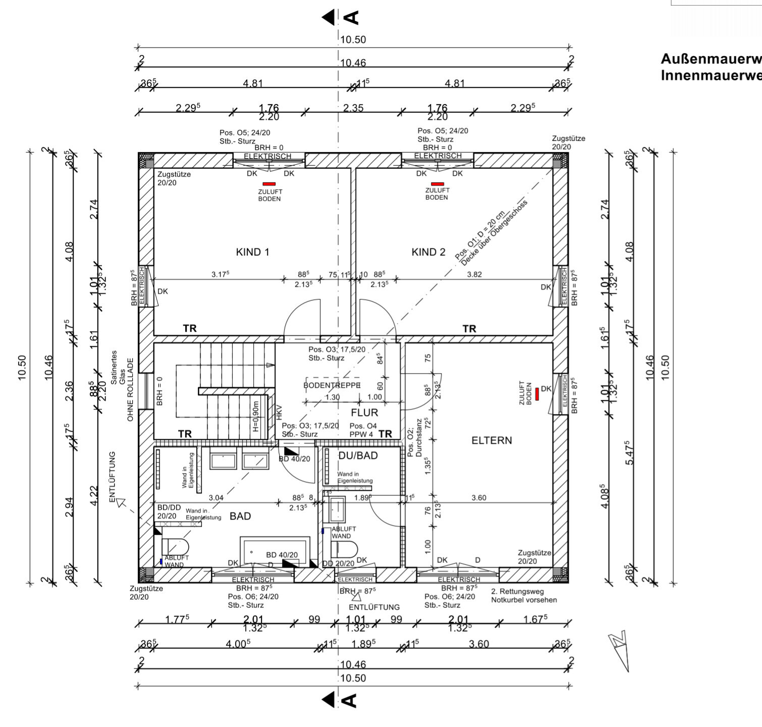 Floor plan of a house with CHILD 1, CHILD 2, PARENTS, BATHROOM, HALLWAY, STAIRS.