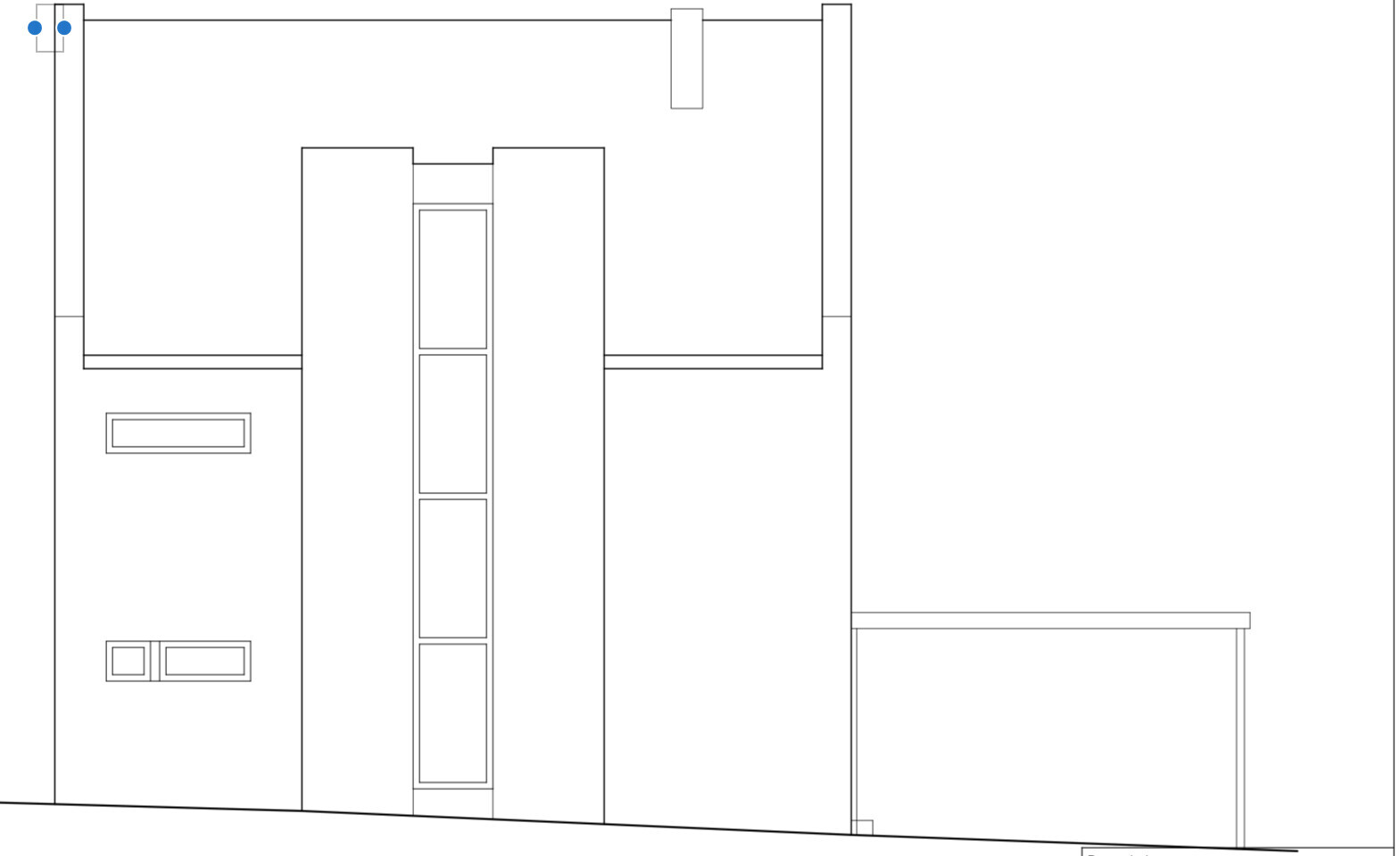 2D floor plan of a house with interior walls, doors, and fixtures.