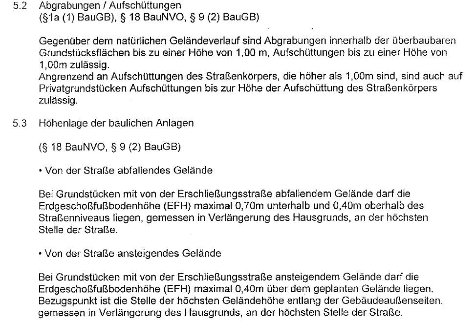 Excerpt from building regulations regarding excavations, embankments, and ground levels.