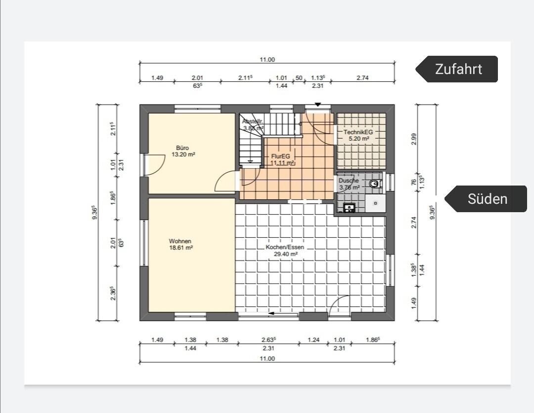 Floor plan of a house: living room 18.61 m² (200.3 sq ft), kitchen/dining 29.40 m² (316.5 sq ft), office 13.20 m² (142.1 sq ft).