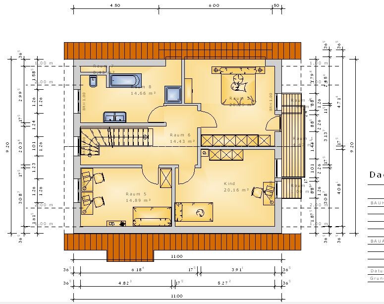 Floor plan of a house with rooms, staircase, bathroom, kitchen, and balcony.