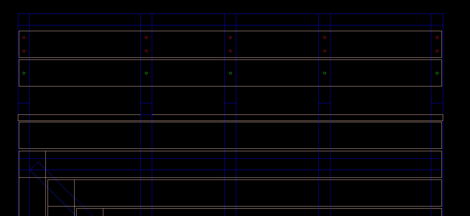 Technical floor plan of a building with walls, doors, and dimension lines