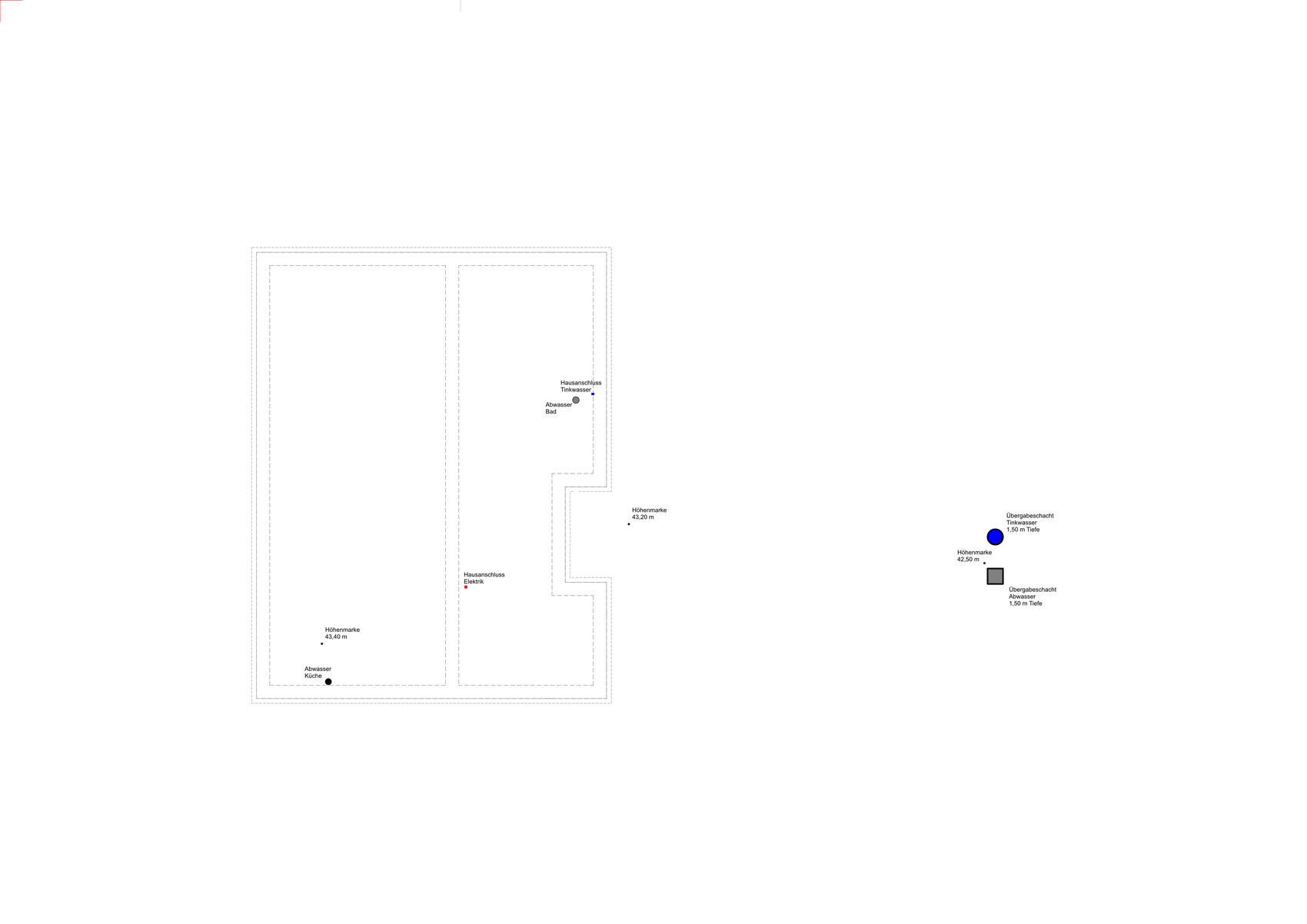Großer zweidimensionaler Grundrissplan eines Hauses mit Raumaufteilung.