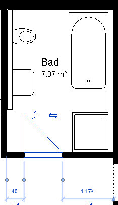 2D floor plan of a bathroom with bathtub and toilet