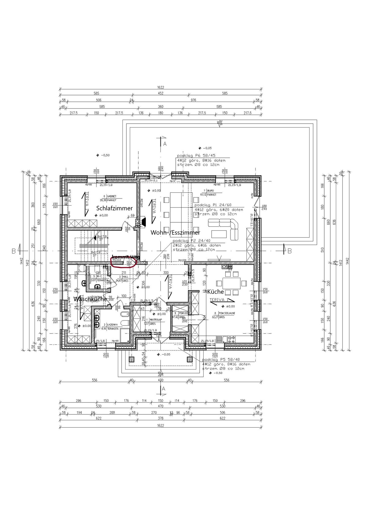 Floor plan of a house: bedroom, living/dining room, kitchen, and laundry room with dimensions.