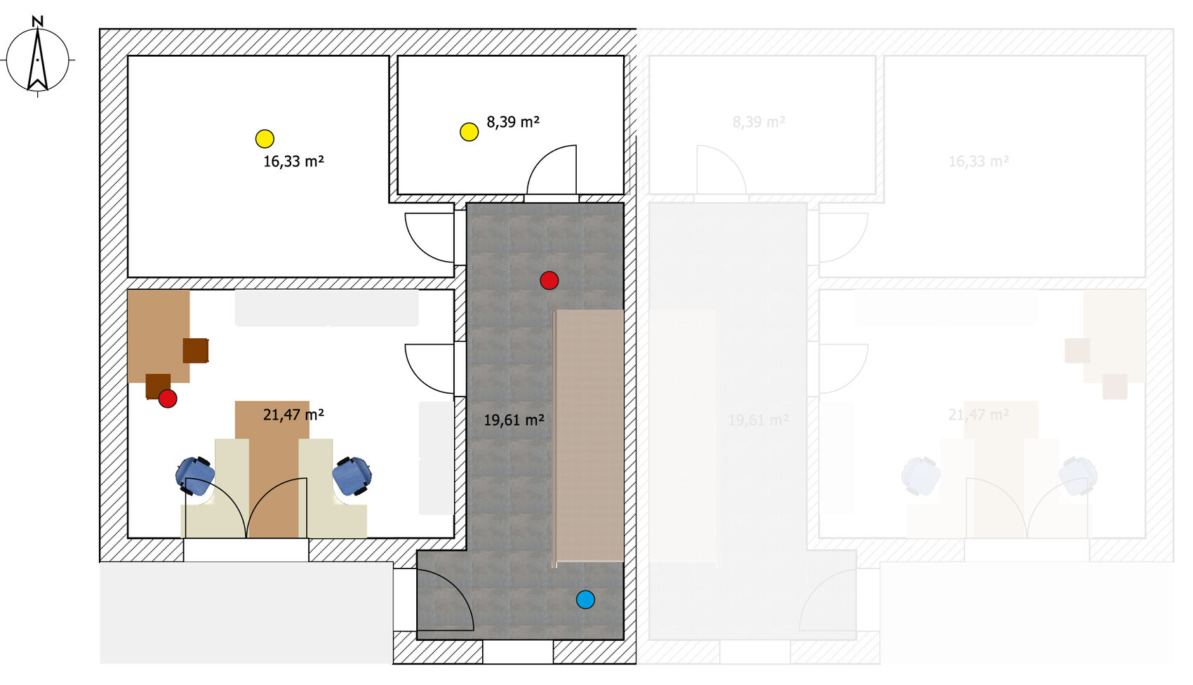 Clear floor plan of a house with rooms and measurements