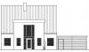 Schlichte Linienzeichnung einer Hausfront mit Tuer und Fenstern, Architekturentwurf.