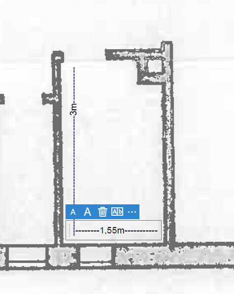 Floor plan with door and dimension 1.55 m