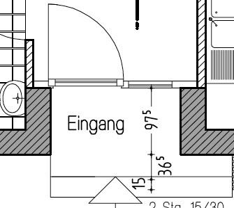 Schematic floor plan of an entrance area with door and label Entrance