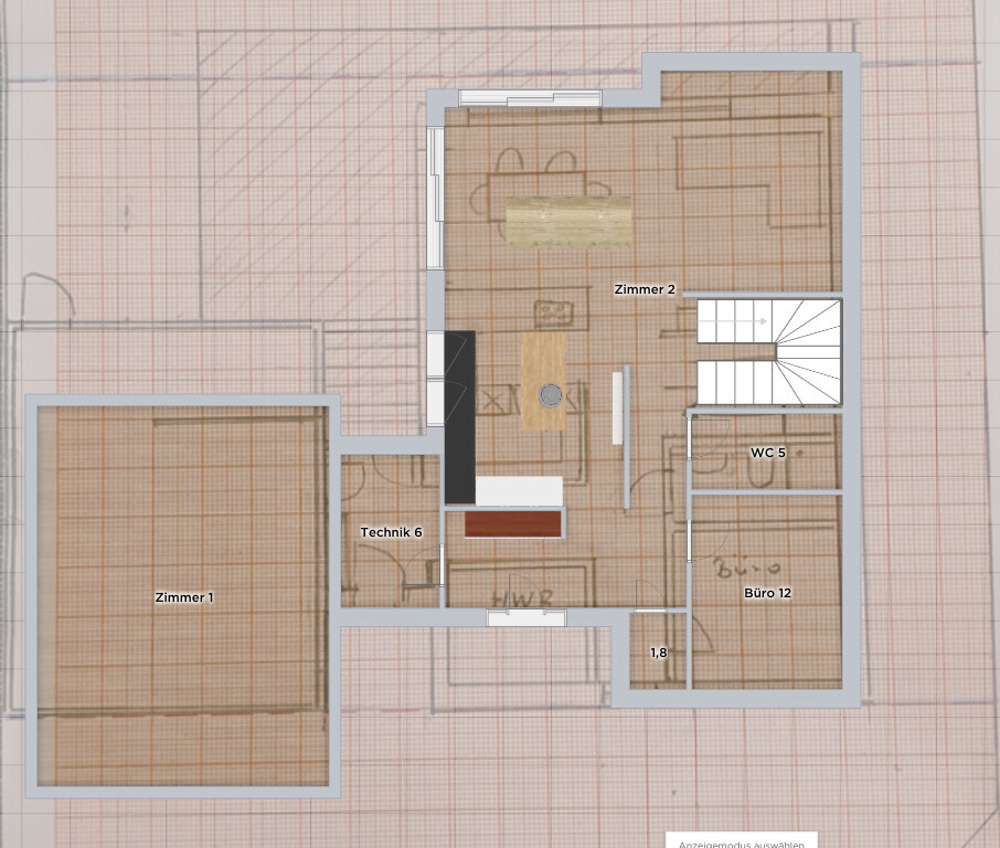 Floor plan of a house with rooms, utility room, WC, and office