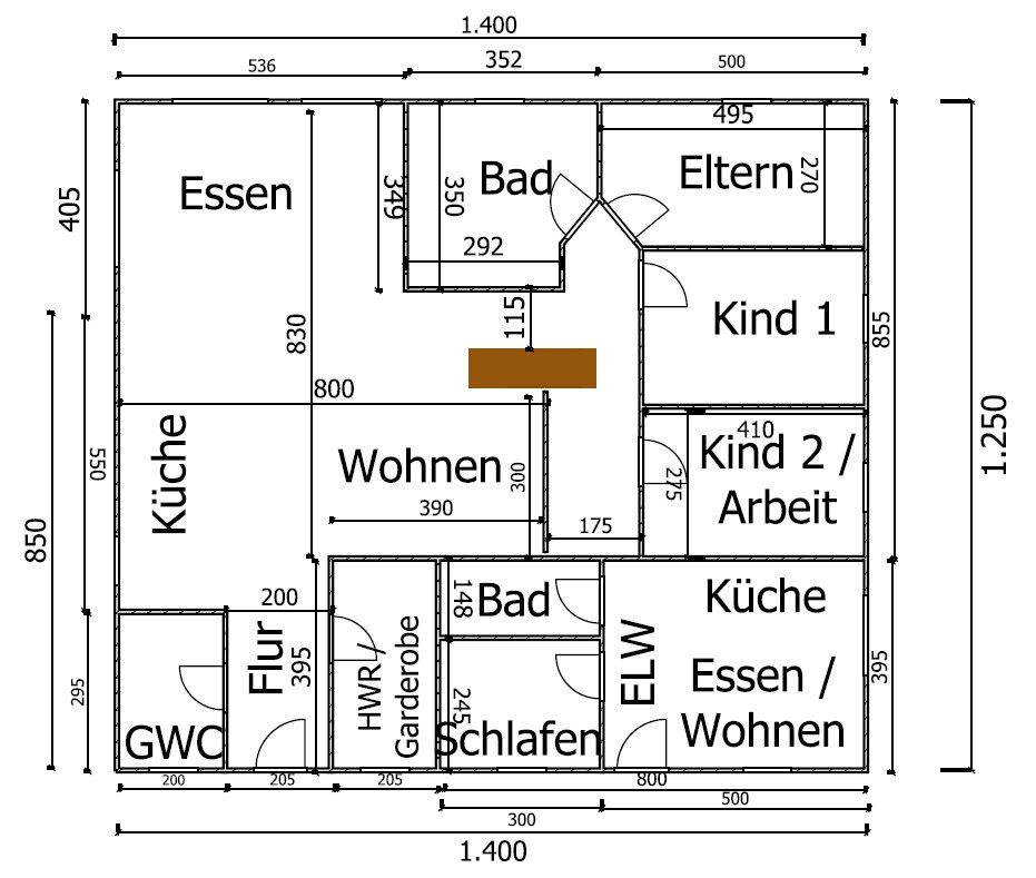 Floor plan of a house with rooms such as dining, living, kitchen, and bathroom