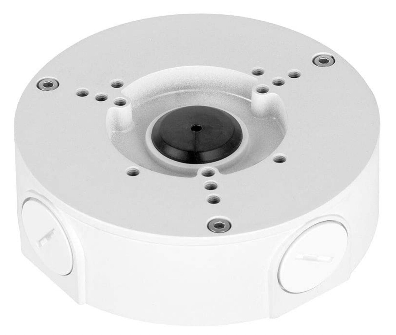 White round mounting base with central black cone and rows of holes.