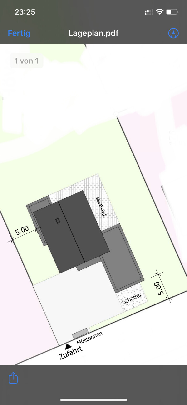 Site plan of a property with house, driveway and garden area