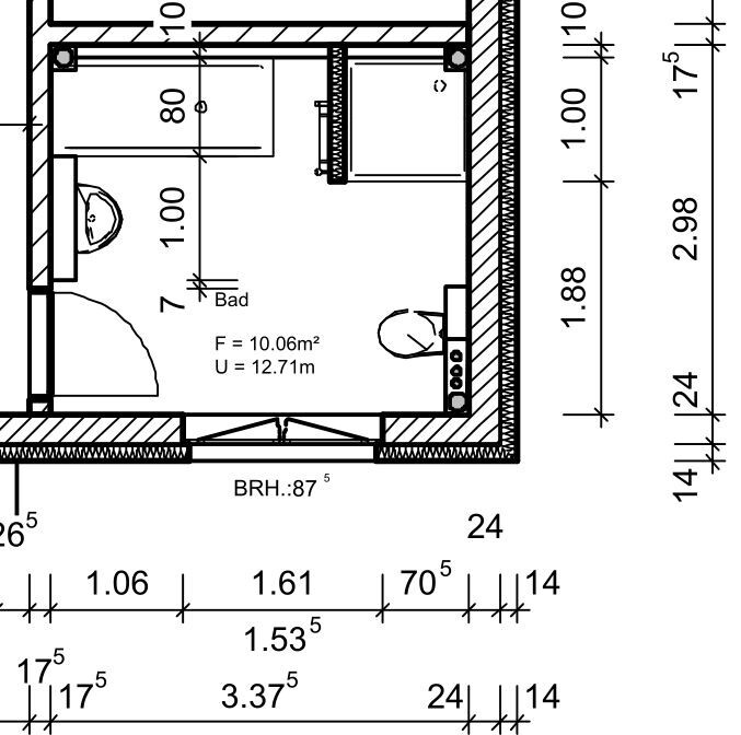 Floor plan of a bathroom with toilet, washbasin, and door.