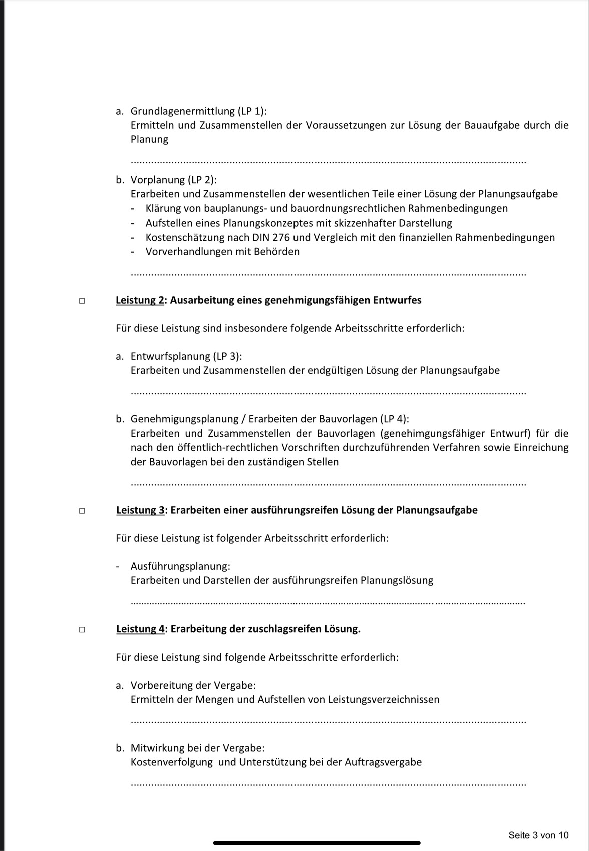 Dokument mit Gliederung und Planung-Aufgaben, Seite 3 von 10