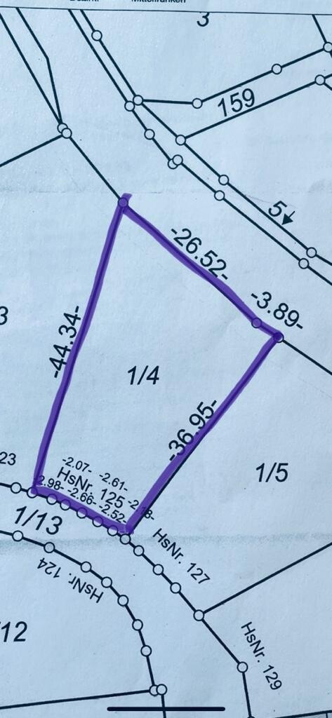 Geometrisches Liniennetz-Diagramm mit violettem Polygon, Knotenpunkten und Beschriftungen.