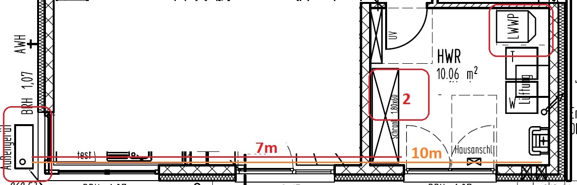 2D floor plan of a house with utility room, doors and dimensions
