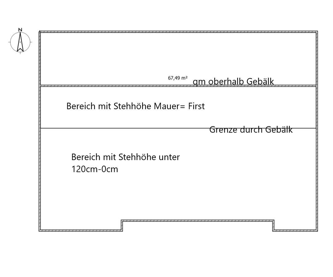 2D floor plan of a building with walls, dimensions, and area labels