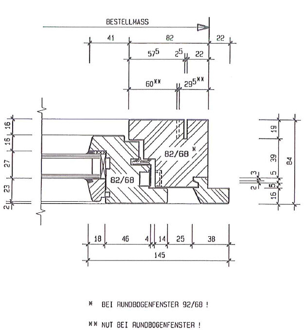 Technical section drawing of a mechanical component with grooves and dimensions in mm.