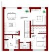 2D floor plan of a single-family house with rooms, stairs, and hallways
