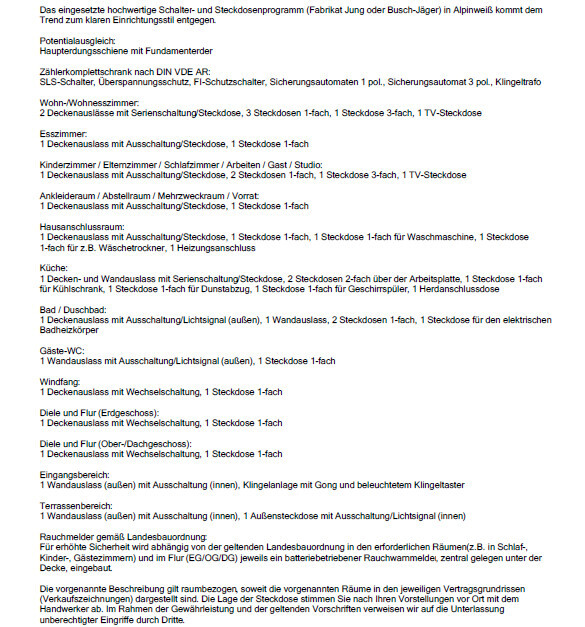 Document with electrical installation plan: meter, sockets, switches, rooms.