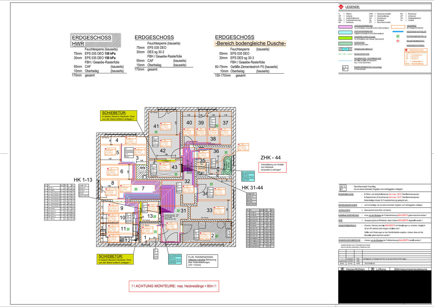Detailed floor plan of the ground floor with room numbers and building services layout.