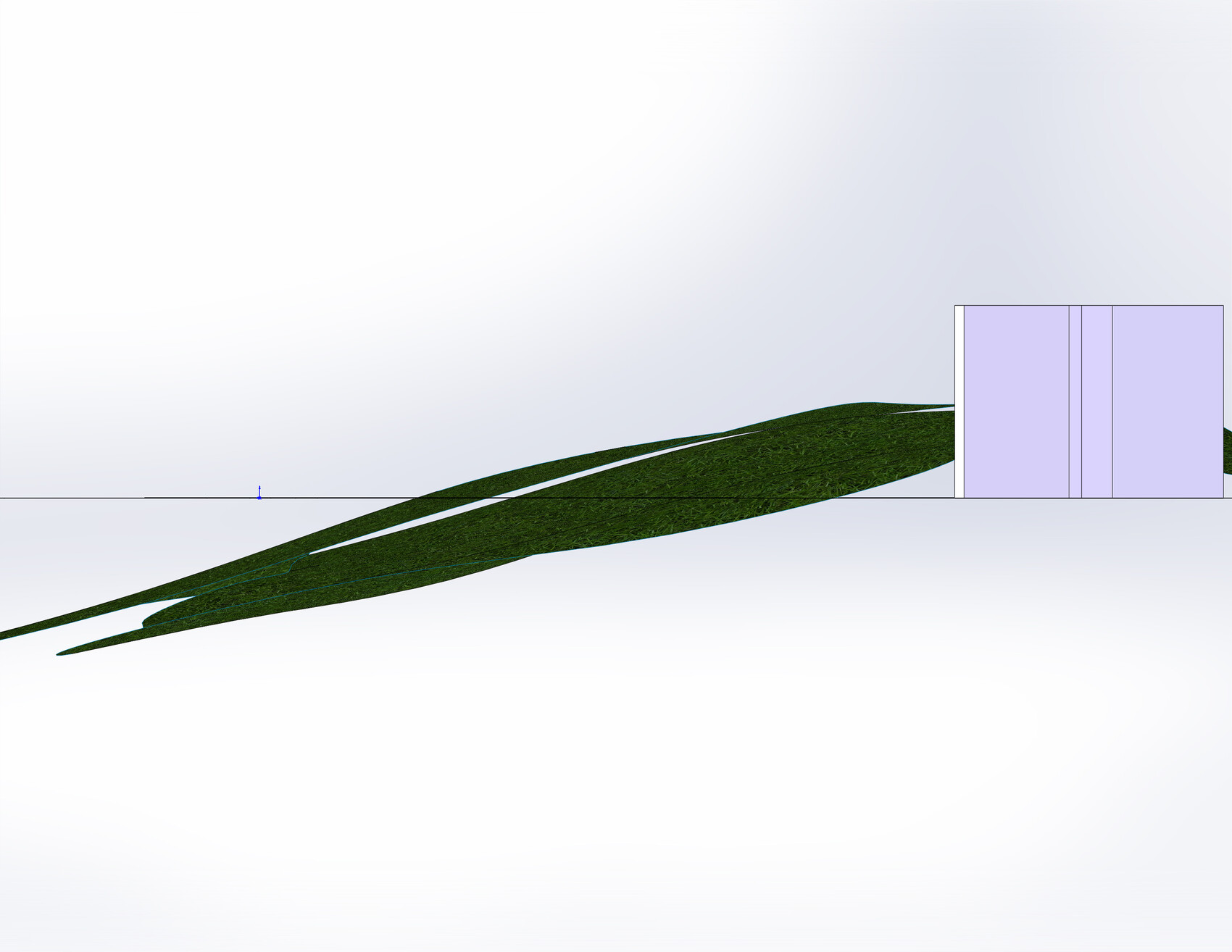 Slanted green area with purple rectangle on the right, light background.
