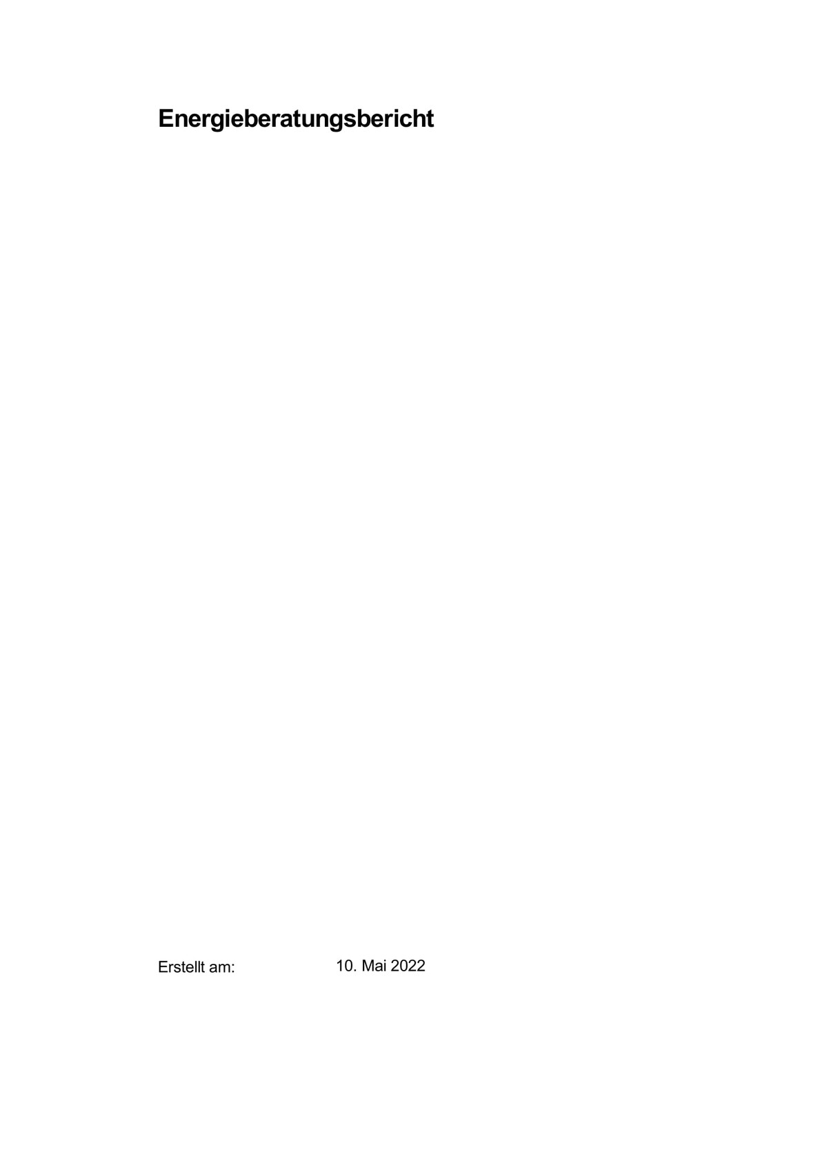 Cover page of a report titled Energy Consulting Report with creation date May 10, 2022.