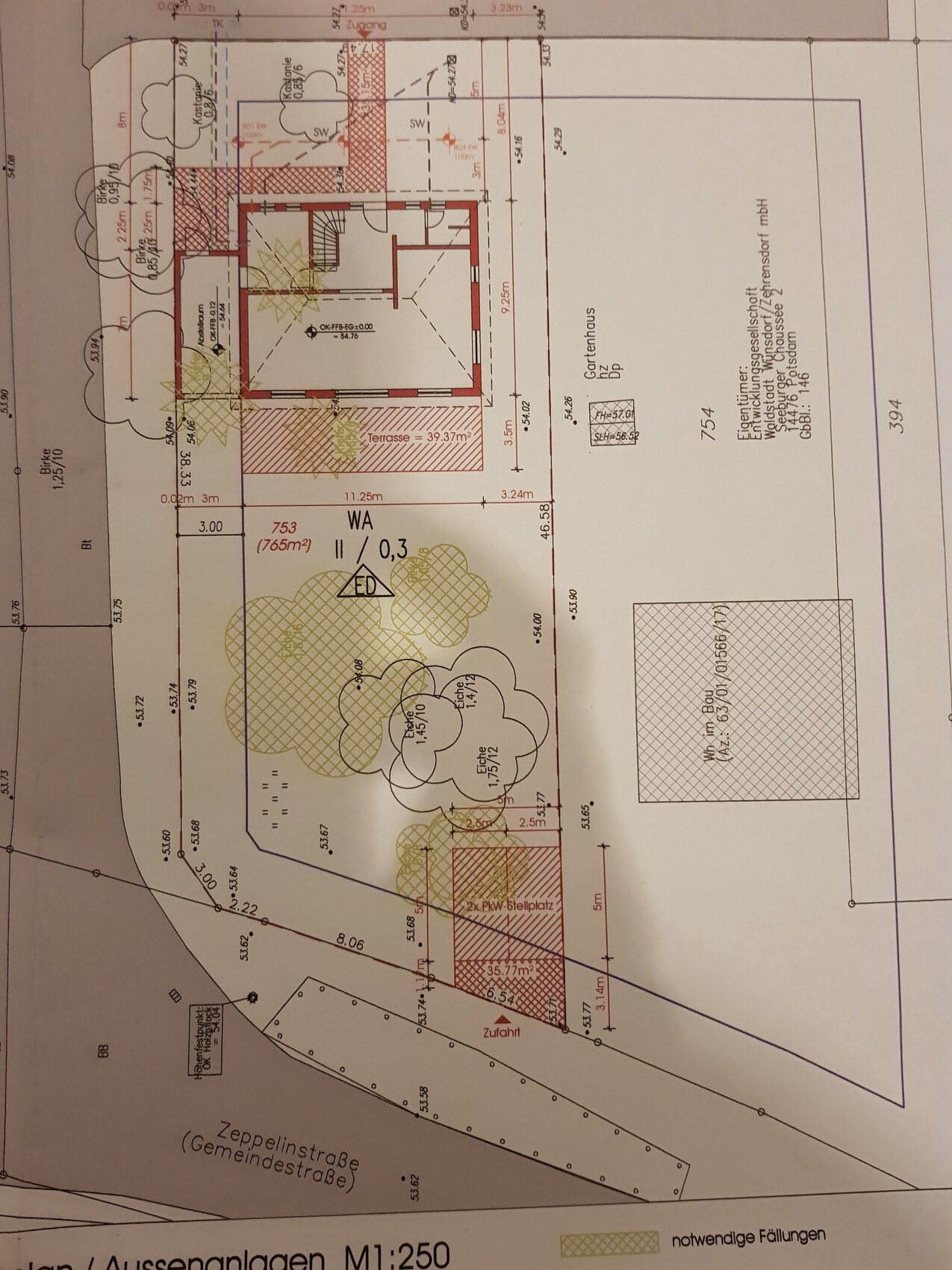 Site plan of a property with house, terrace, and garden