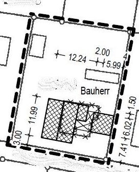 Plot plan with building footprint and owner designation