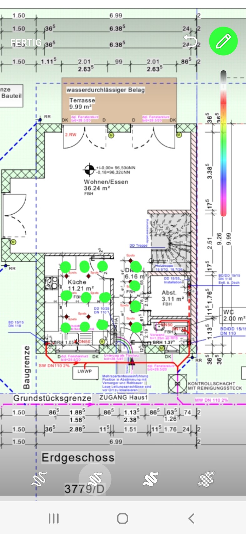 Floor plan of a residential house with living room, kitchen, terrace, and storage room.