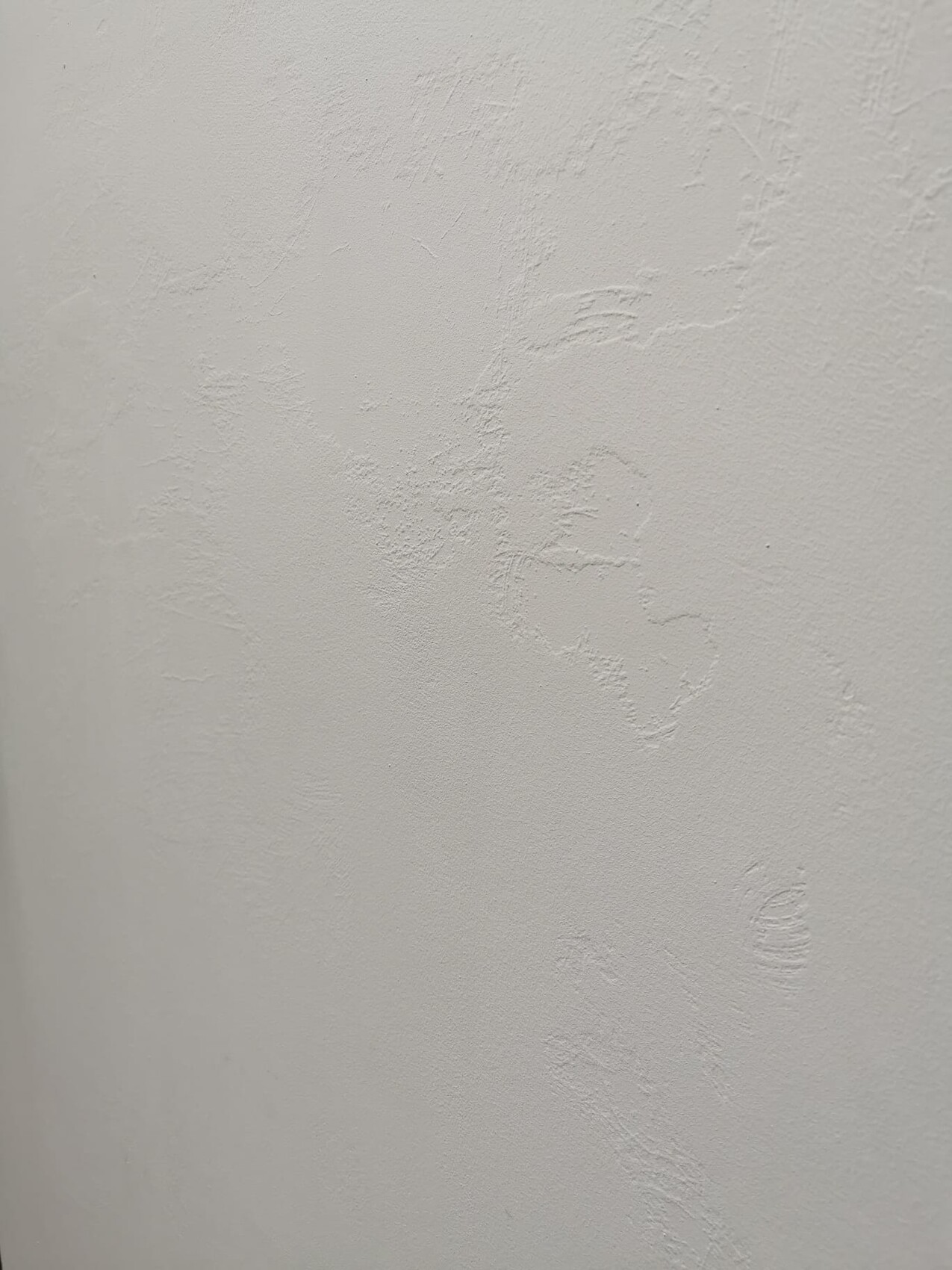 Close-up of a white wall with irregular plaster texture.