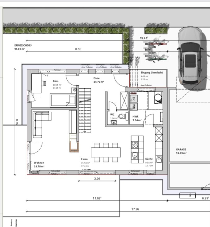 Ground floor layout: Living, Dining, Kitchen, Office, Hallway, WC, Utility Room, Garage