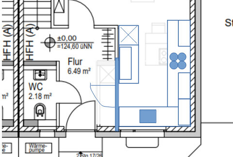 2D floor plan of a house with hallway and WC