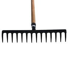 Garden fork with wooden handle and black tines