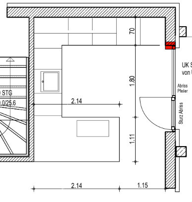 2D floor plan of a bedroom with bed, door, and furniture, measurement lines visible