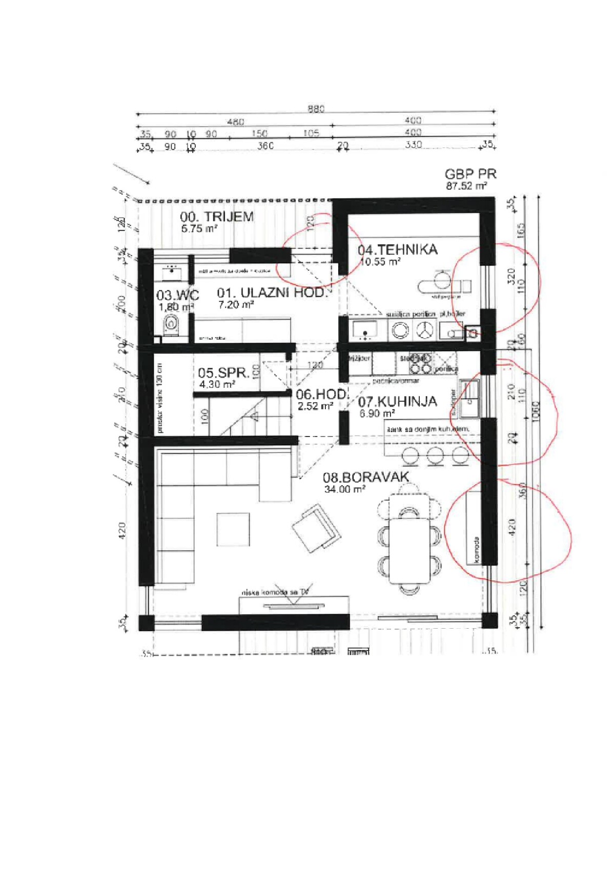 Floor plan of a flat with entrance, corridor, WC, storage, utility room, kitchen, and living room