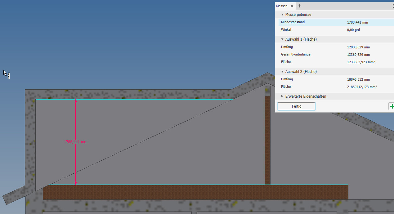 CAD section view with dimension line 1788.441 mm (5 ft 10.7 in) from floor to ceiling and diagonal line.