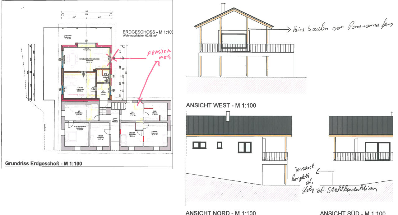 Ground floor plan with room layout, doors, and windows in sketch overview