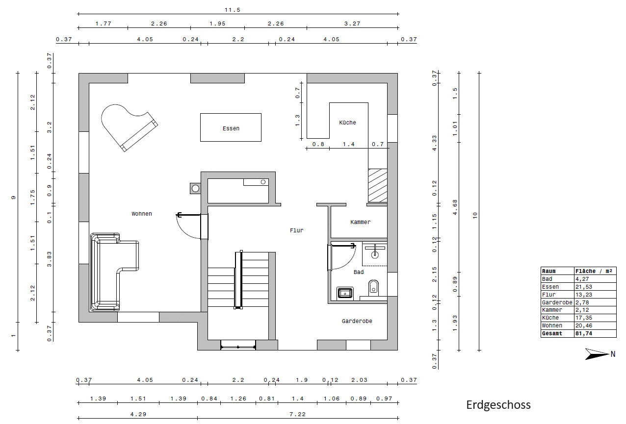 Ground floor plan with living, dining, kitchen, bathroom, hallway, cloakroom, and pantry.