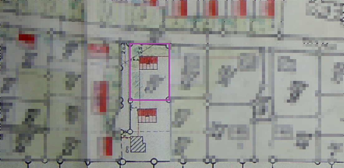 Site plan of a building plot with marked building