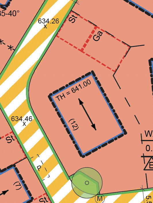 Site plan with parcels, street layout, and boundary lines