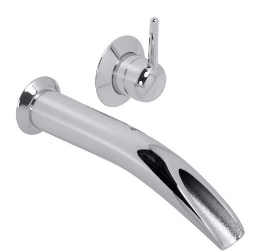 Close-up of a polished chrome door handle with rosette mount