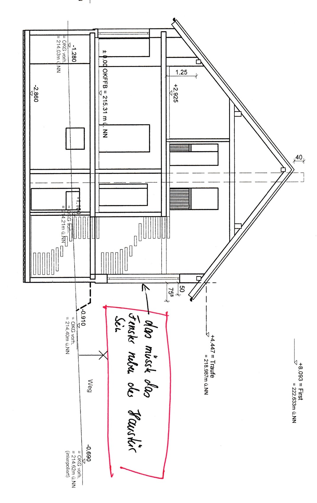 Zweidimensionaler Grundrissplan eines Hauses mit MaĂen und Raumaufteilungen