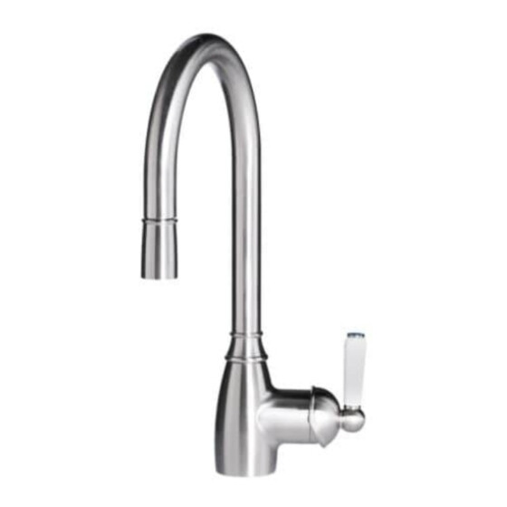 Chrome kitchen faucet with high arc and side single-lever handle.