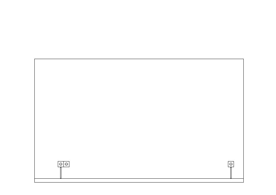 2D floor plan of an empty room with two sockets on the floor