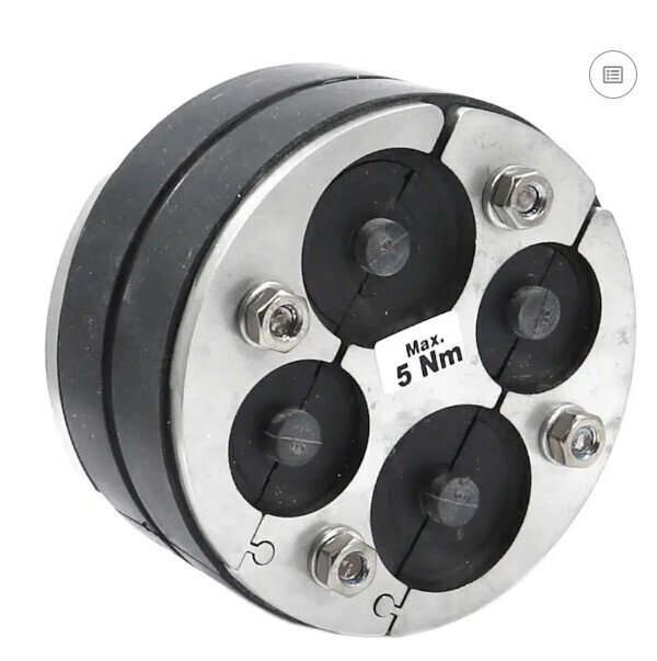 Round metal torque coupling with four bolts, Max 5 Nm