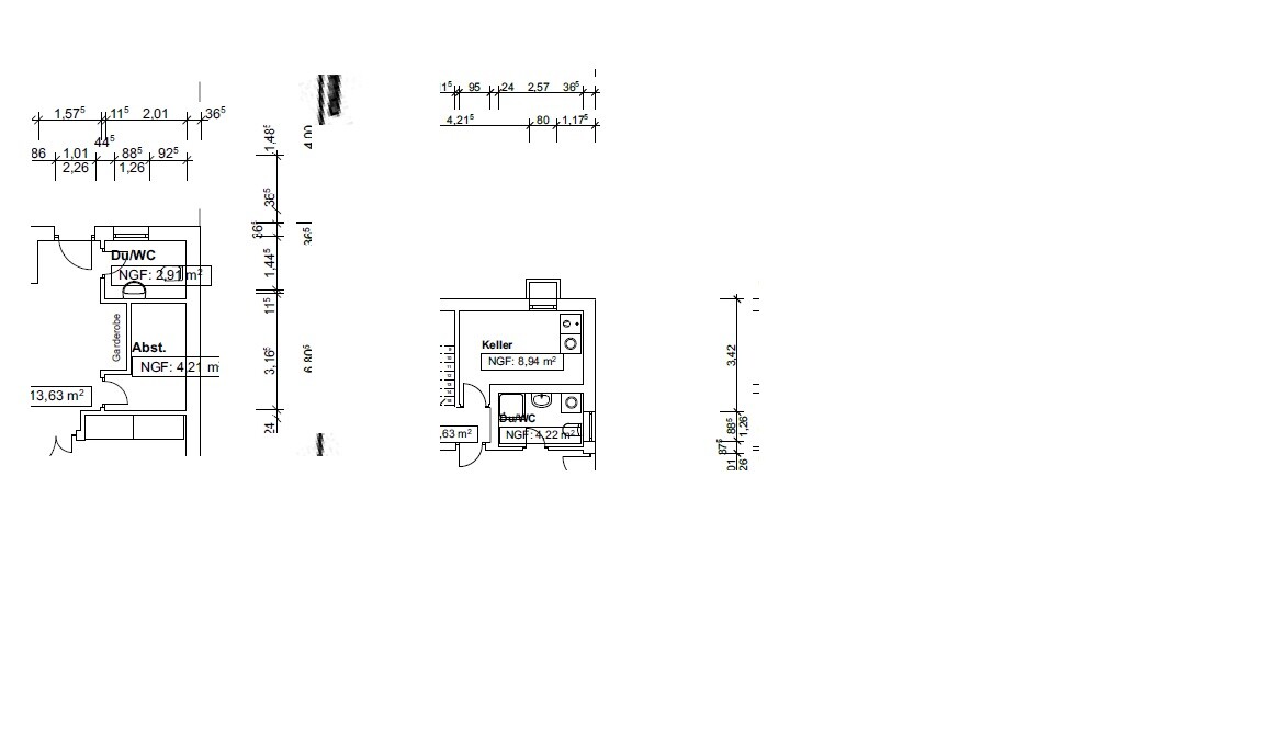 Two 2D floor plans with dimensions and room labels such as basement, bathroom, and hallway.